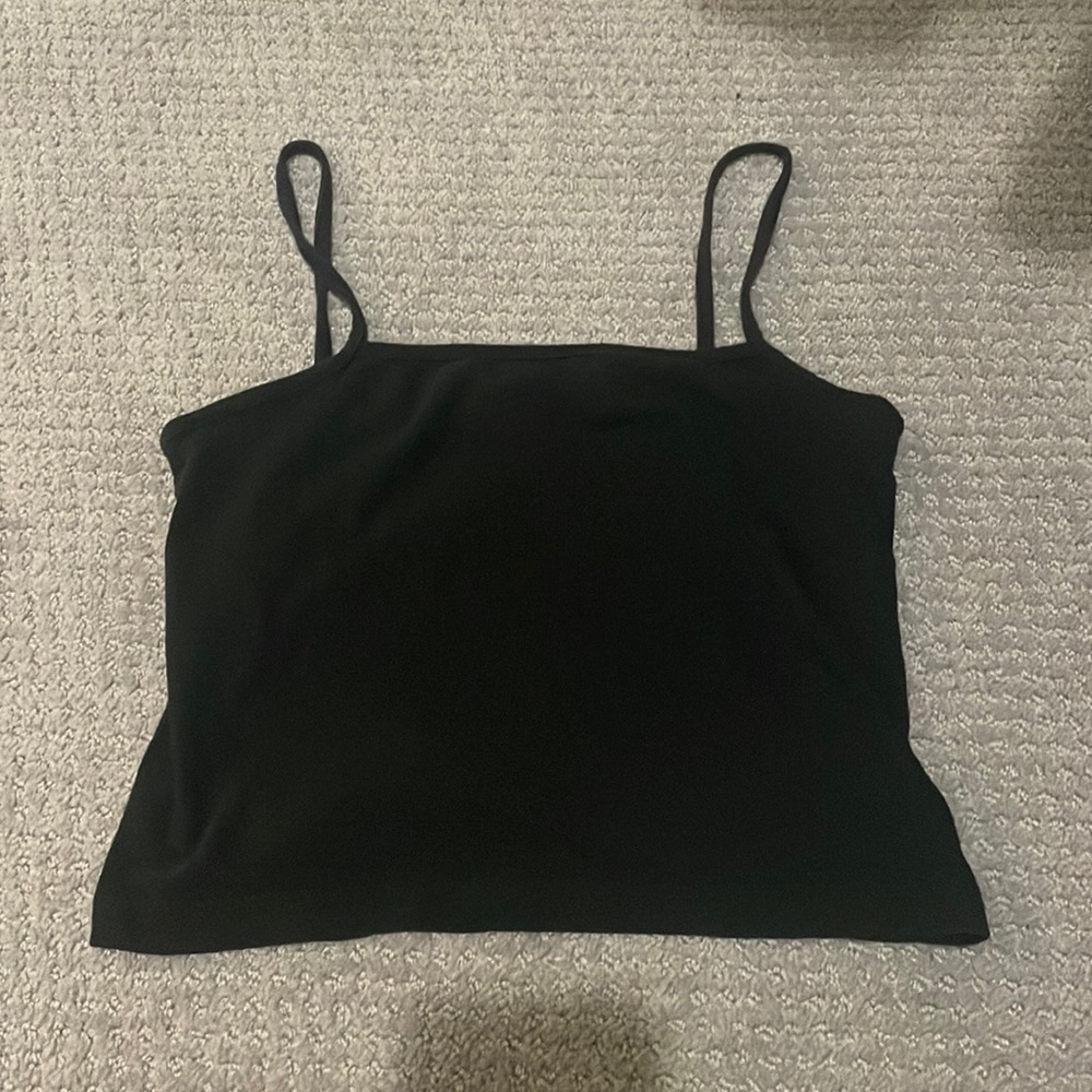 PLAIN BLACK BRANDY TANK SIZE MEDIUM CROP